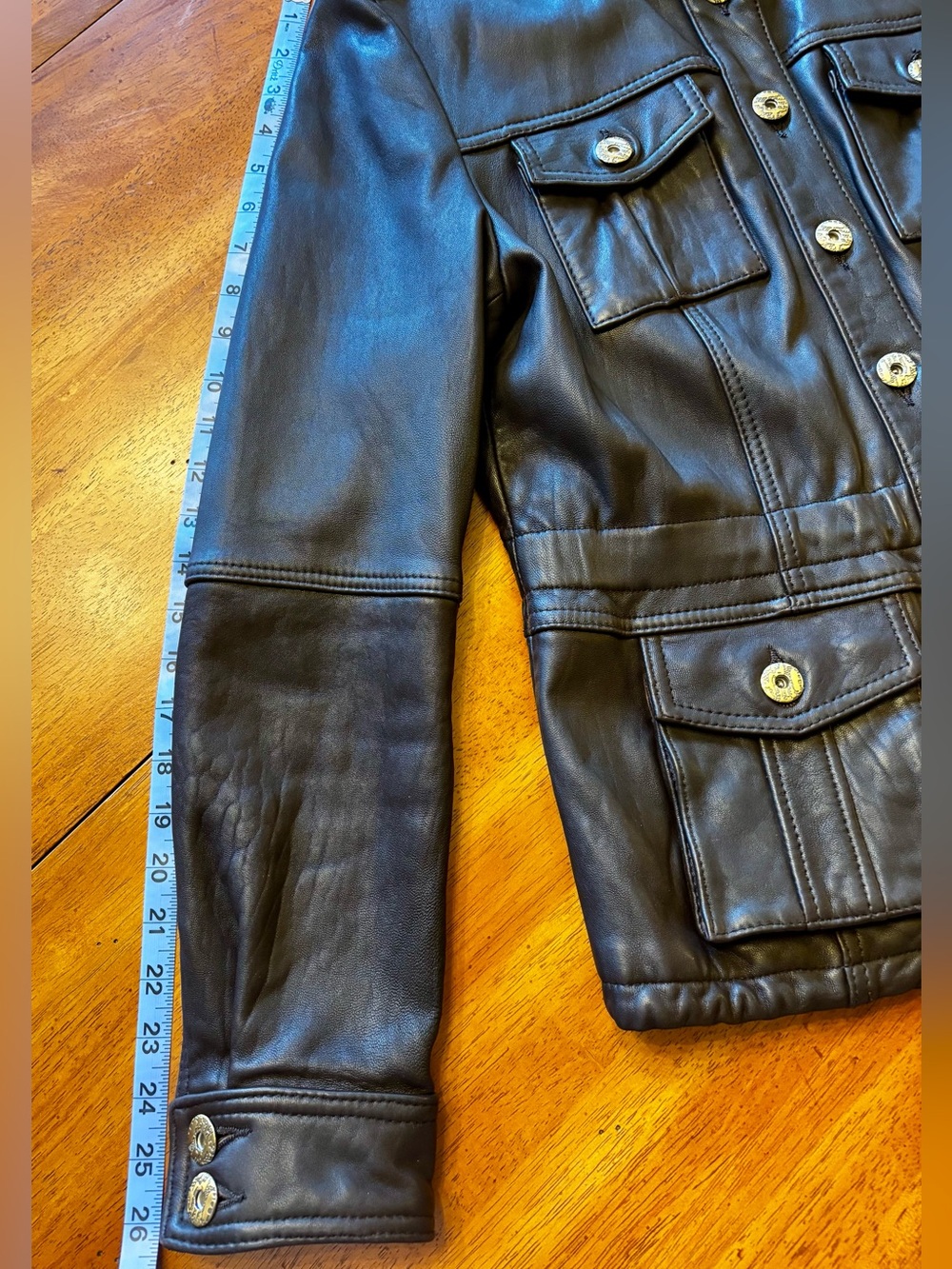 Women’s Bagatelle Vintage Brown Leather Utility Jacket Size L - Picture 6 of 15